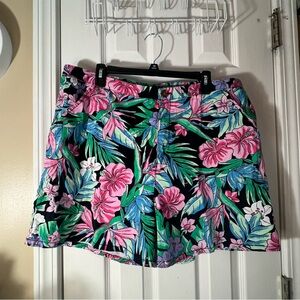 Wild Fable Black and Pink Bermuda Shorts Tropical Print